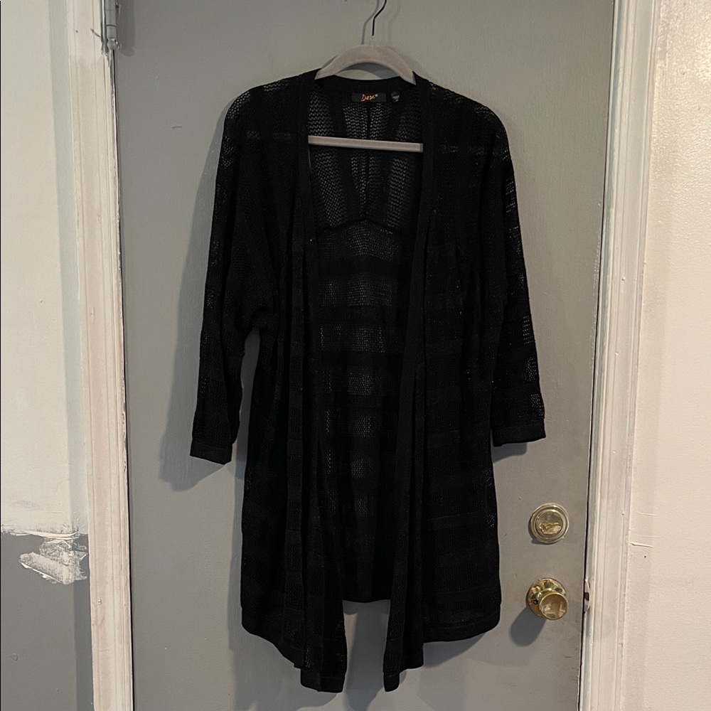 Dex‎ Black Mesh Metallic Open Cardigan Size 2X